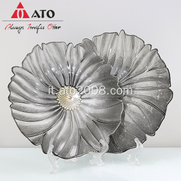 Ato stoviglie a forma di fiore grigio a forma di vetro decorativo